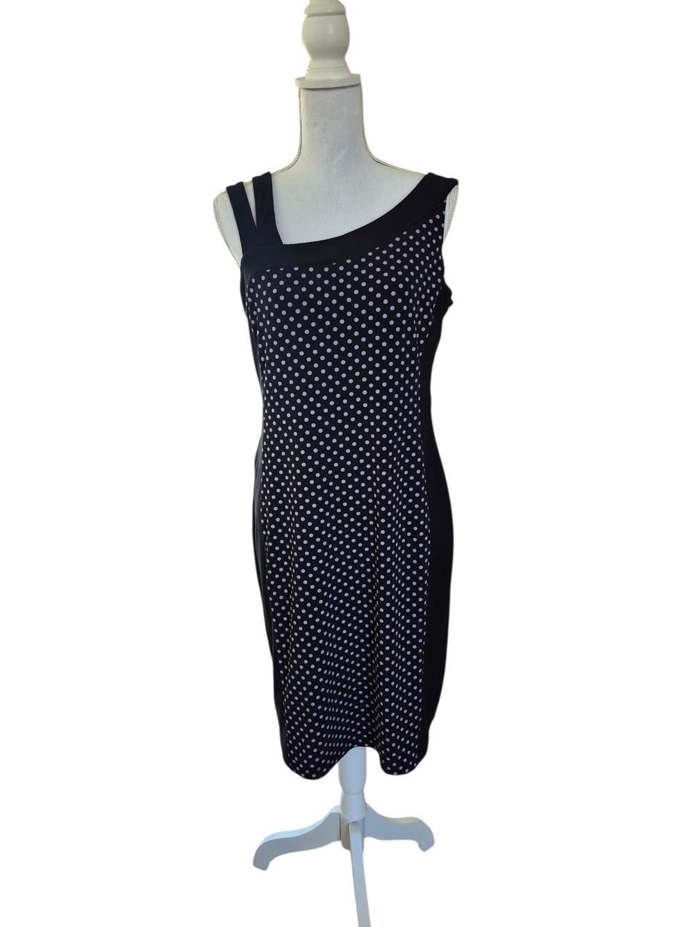 Frank Lyman Design Black & Lilac Polka Dot Sheath Dress
